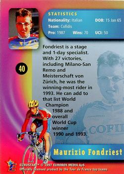 1997 Eurostar Tour de France #40 Maurizio Fondriest Back
